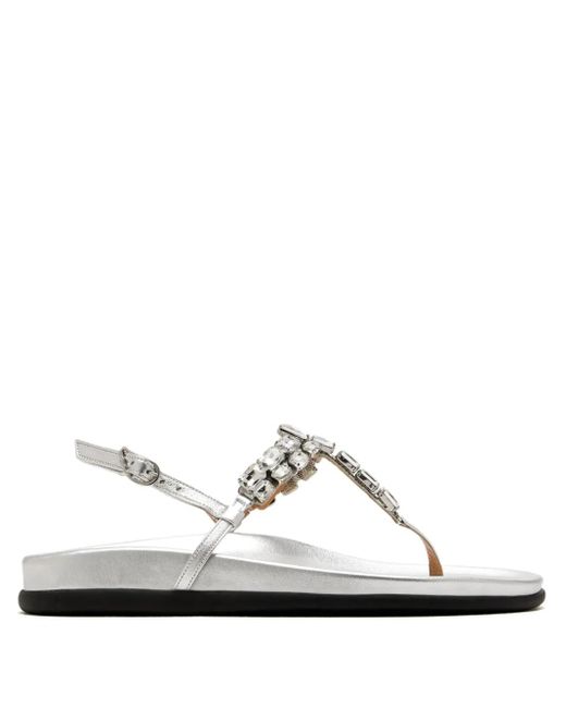 Ancient Greek Sandals White Katerina Crystal-Embellished Slingback Sandals