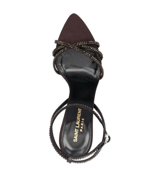 Saint Laurent Black 105Mm Ava Embellished Sandals