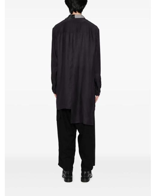 Yohji Yamamoto Black Message-Print Switching-Hem Shirt for men