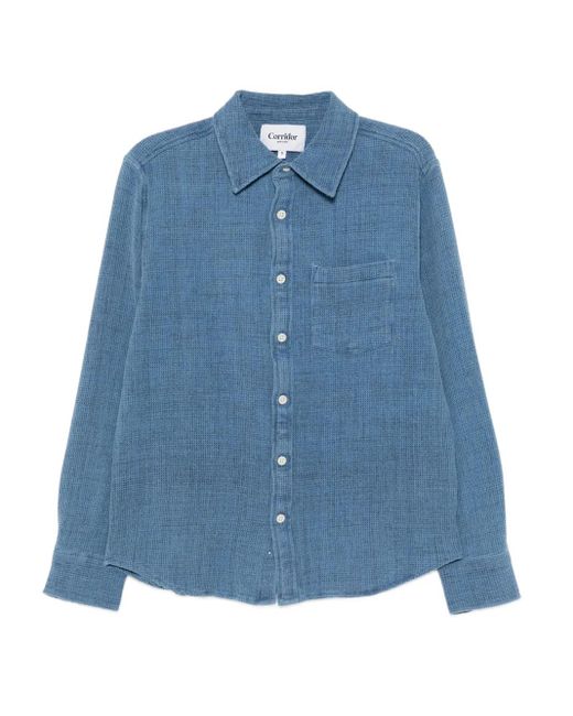 Corridor NYC Blue Dyed Waffle-Knit Shirt for men