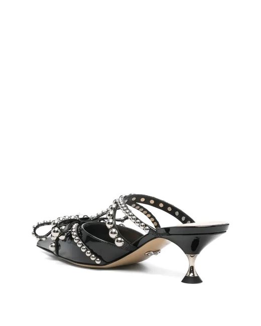Mach & Mach White Studded Bow-Detail Pumps