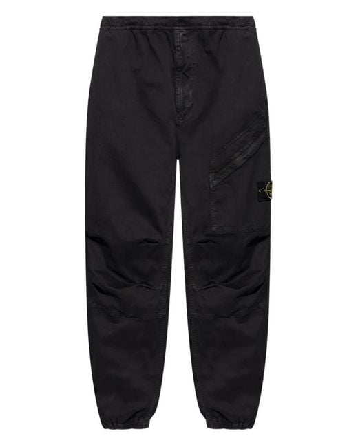 Stone Island Black Cargo-Pocket Elasticated-Waist Trousers for men