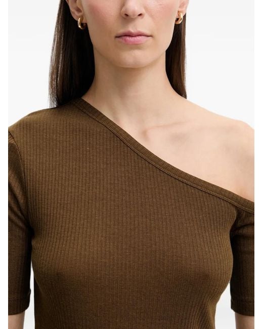 Sessun Black Soline One-Shoulder Ribbed Top