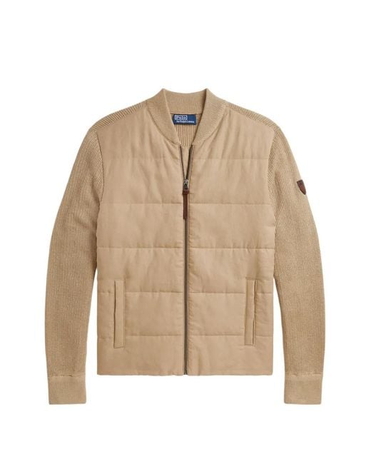 Polo Ralph Lauren Natural Cardigan Zippé À Empiècements Matelassés for men