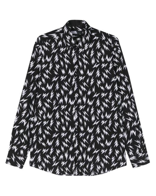 Karl Lagerfeld Black Abstract-pattern Cotton Shirt for men