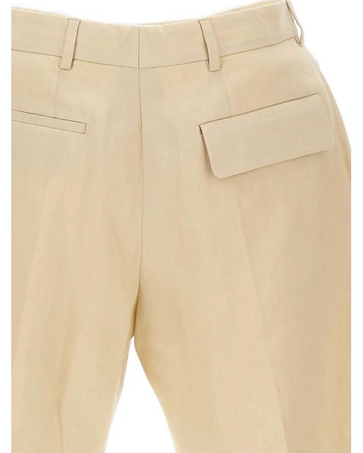 Paul Smith Natural Double-Pleated Shorts for men