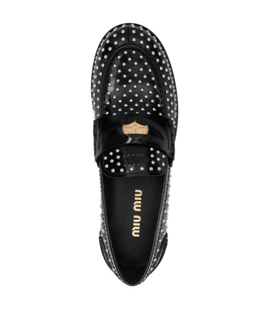 Miu Miu Black Stud-Embellished Loafers