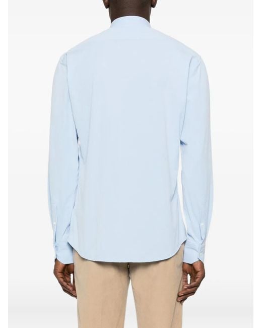 Traiano Milano Blue Long-Sleeve Button-Fastening Shirt for men