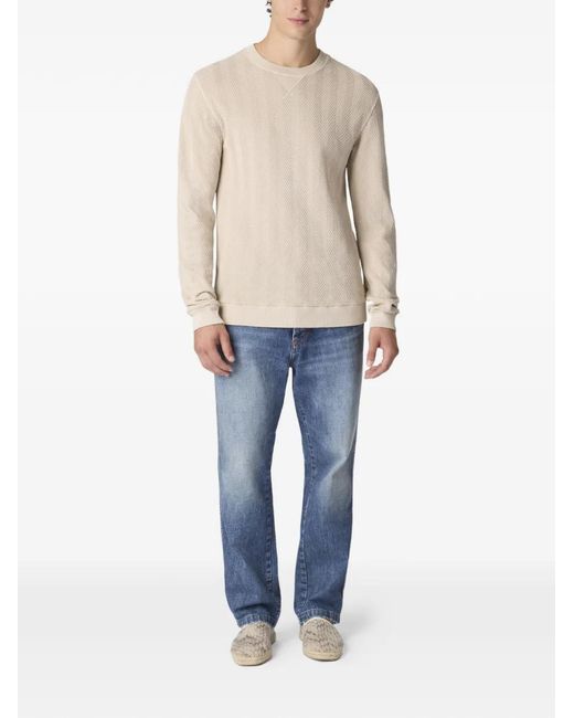 Missoni White Herringbone-Pattern Crew-Neck Sweater for men