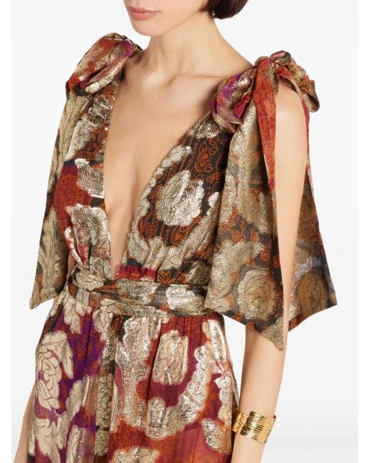 Farm Rio Red Abstract-Pattern Print Maxi Dress