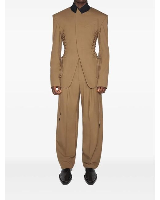Mugler Natural Pleated Balloon-Shape Trousers for men