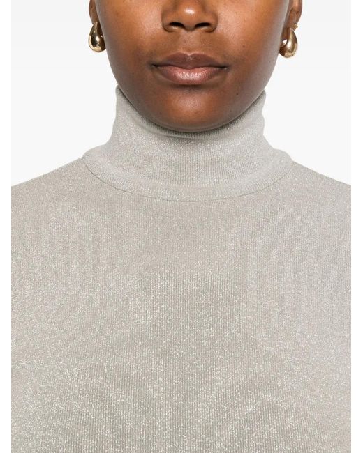 Ralph Lauren Gray Rollkragenoberteil im Glitter-Look