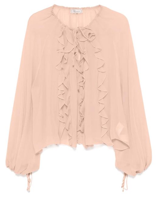 Blumarine Pink Georgette Ruffled Blouse