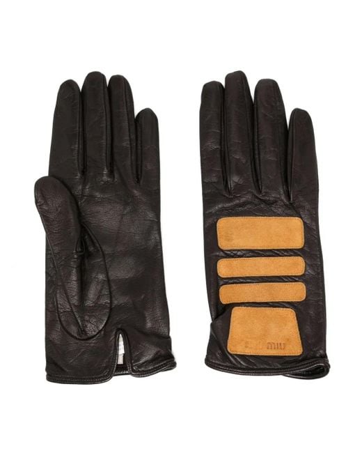 Miu Miu Black Patchwork Design Gloves