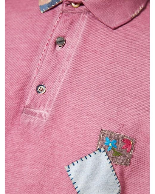 Bob Pink Patchwork Polo Shirt for men