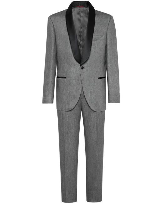 Brunello Cucinelli Gray Linen Smoking Suit for men