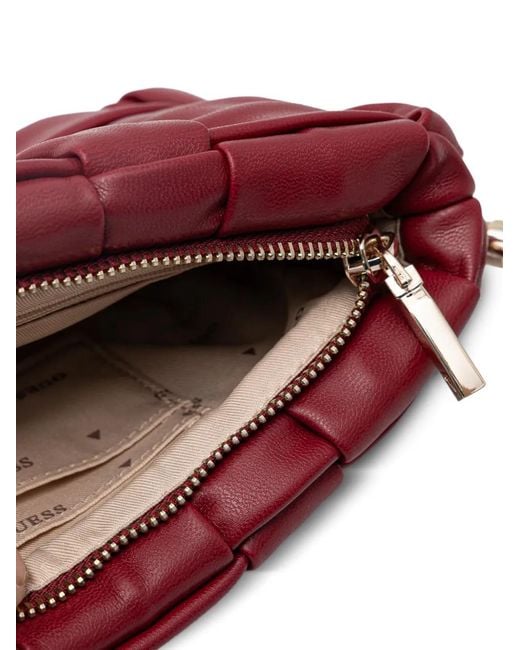 Guess Red Mini Marion Braided Cross Body Bag