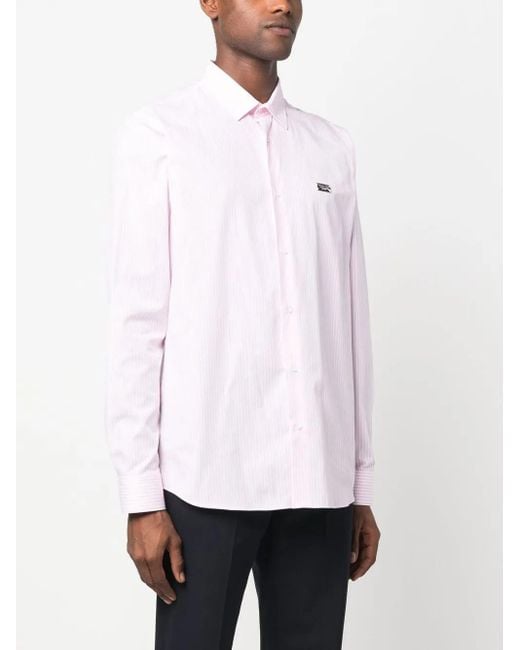 Philipp Plein White Graphic-Print Striped Shirt for men