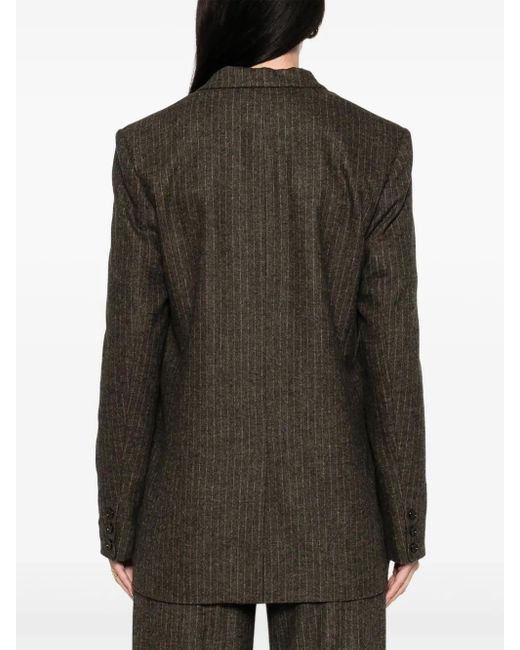 Isabel Marant Green Pinstripe Single-Breasted Blazer