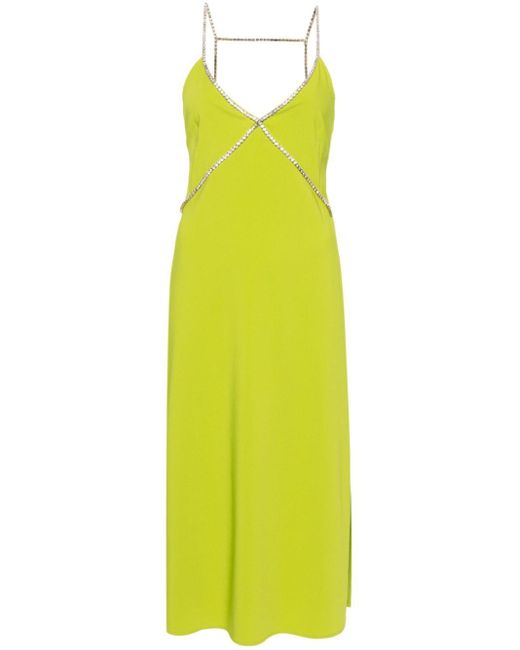 Liu Jo Green Rhinestone-straps Midi Dress