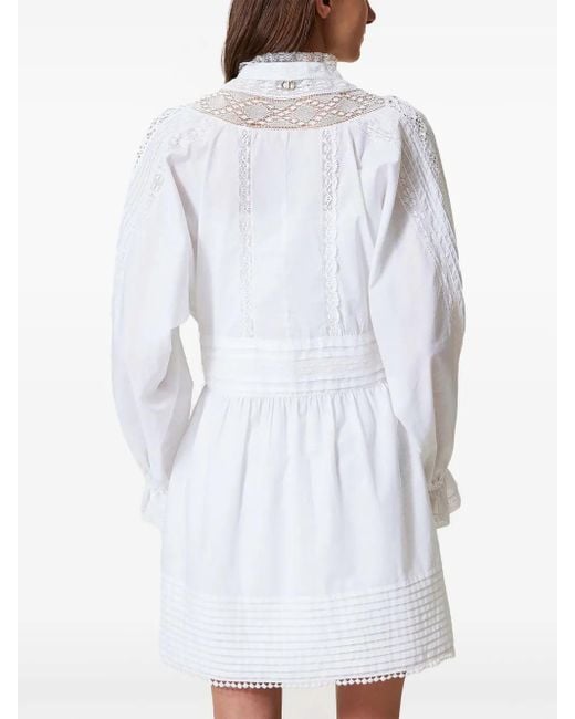 Twinset White Embroidered Mini Dress