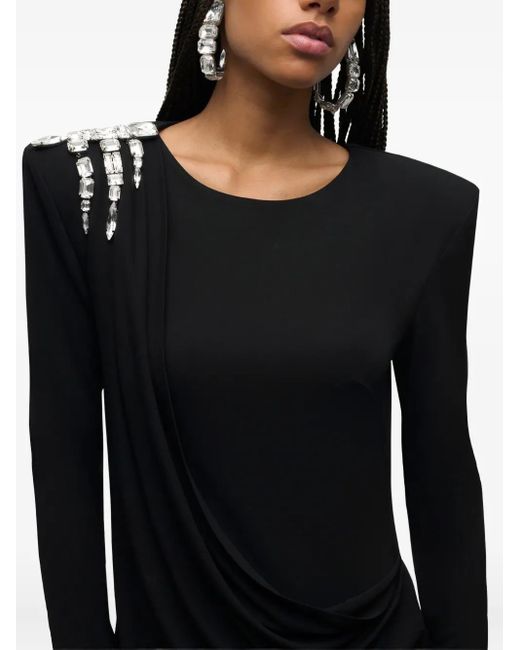 Robe Longue À Ornements En Cristal Area en coloris Black