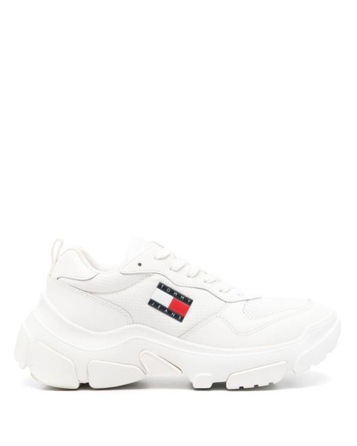 Tommy Hilfiger White Logo-appliqué Sneakers