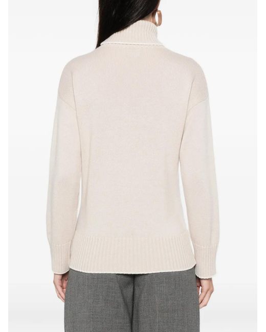 Eleventy White Roll-Neck Sweater