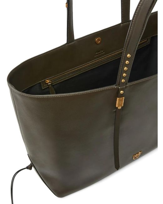 Pinko Green Medium Stud-Embellished Tote Bag