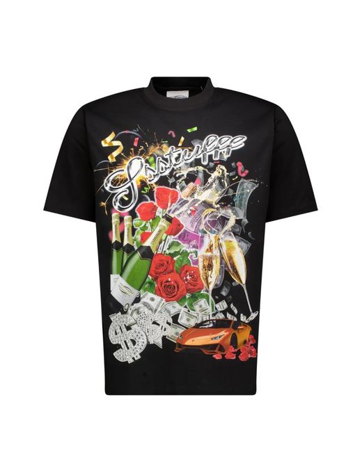 SSSTUFFF Black T-Shirt À Imprimé Graphique for men