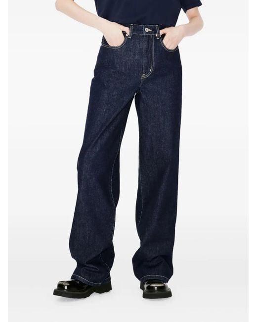 KENZO Blue Ayame Logo-Patch Jeans