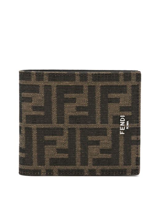 Fendi Black Ff-Jacquard Leather Wallet for men