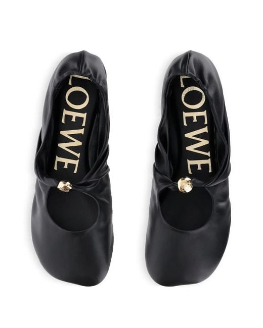 Loewe Black Pebble Leather Ballets