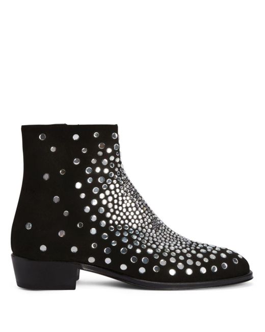 Giuseppe Zanotti Black Fabyen Crystal-embellished Suede Boots for men