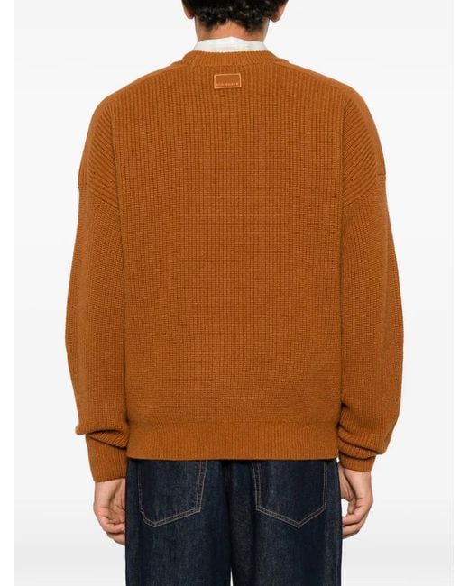 Isabel Marant Brown Ribbed-Knit Crew-Neck Sweater for men
