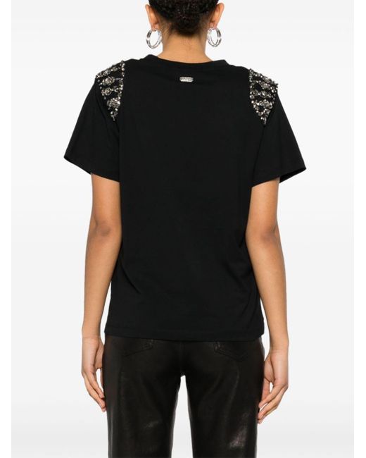 Alberta Ferretti Black Gem-embellished T-shirt