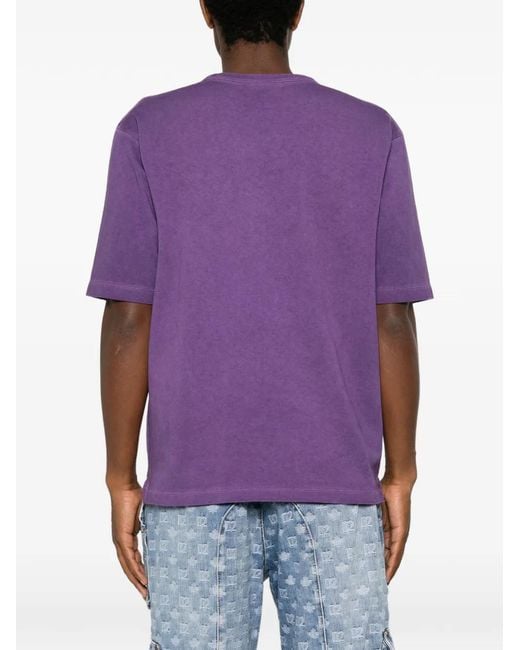 DSquared² Purple Logo-Print Crew-Neck T-Shirt for men