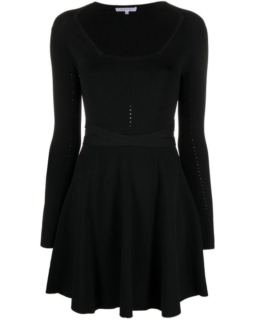 Patrizia Pepe Perforated Pleated Mini Dress in Black | Lyst