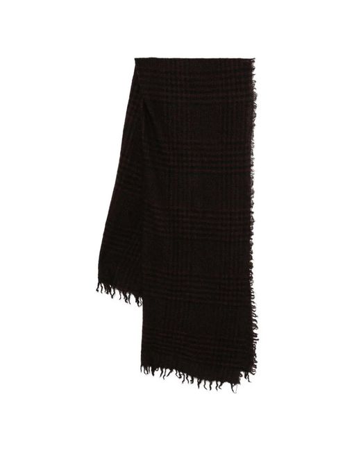 Faliero Sarti Black Principe Check Fringed Scarf