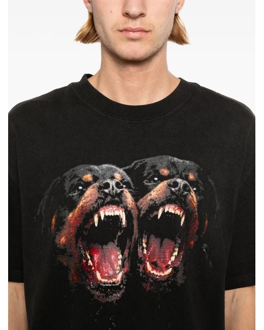 Melt Black Dog-Print T-Shirt for men