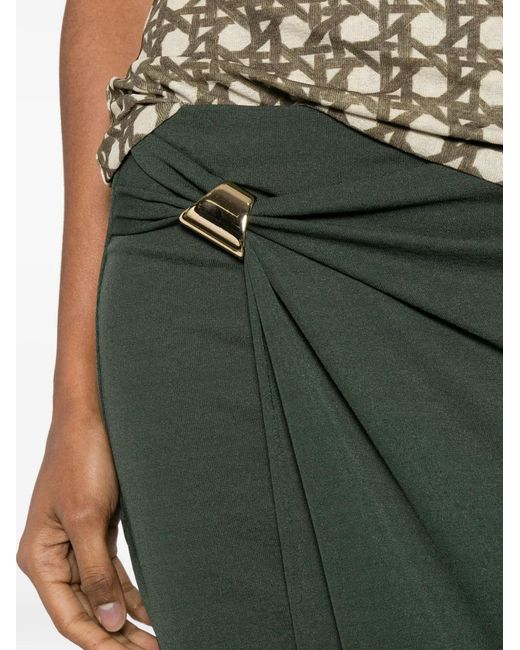 Nanushka Green Tozi Draped Hardware-Detail Maxi Skirt