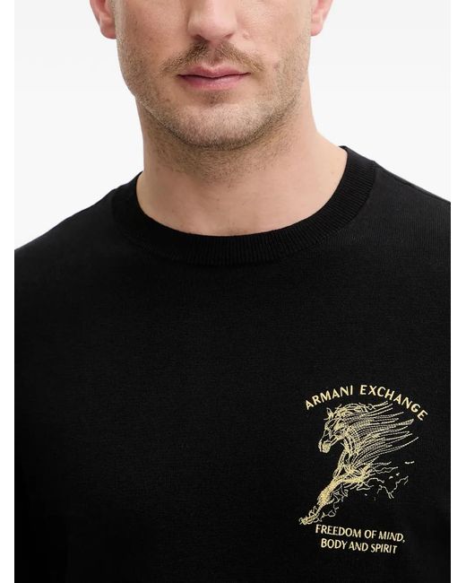 ARMANI EXCHANGE Black Graphic Crew-Neck Sweatshirt for men