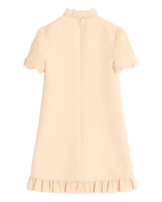 Valentino Garavani Natural Lace-Embellished Ruffled Mini Dress