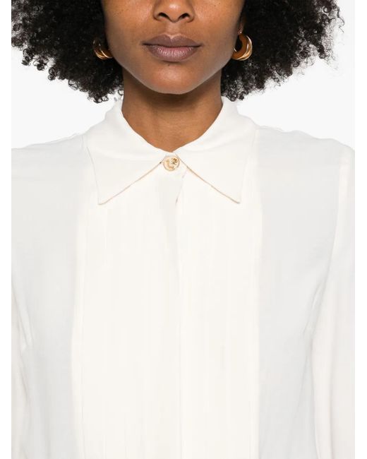 Elisabetta Franchi White Viscose Shirt With Pleated Design