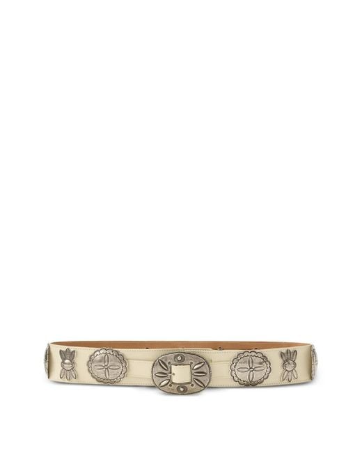 Ralph Lauren White Cast Concho Leather Belt
