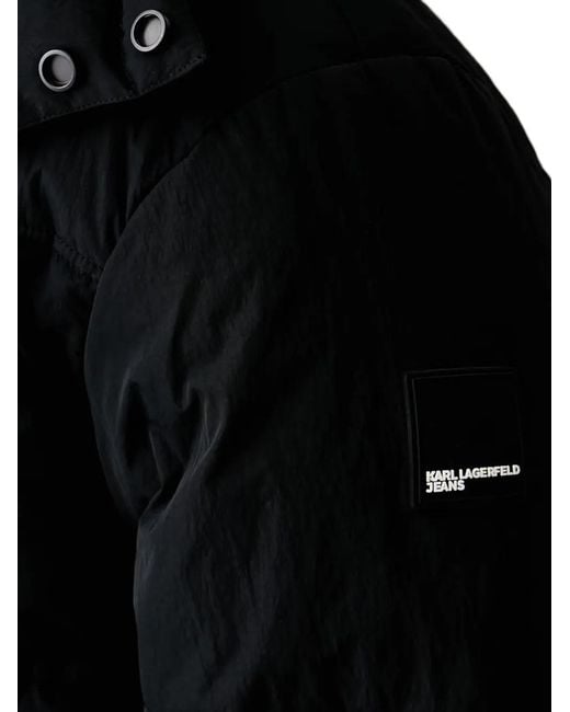 Karl Lagerfeld Black Quilted Logo-Print Jacket for men