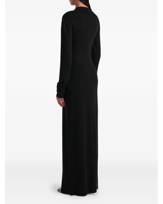Khaite Black Long-Sleeve Mock-Neck Maxi Dress
