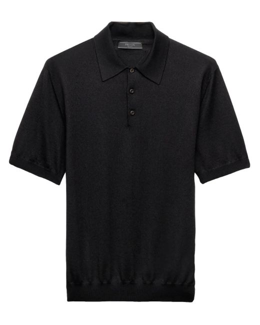 Prada Fijngebreid Poloshirt in het Black voor heren