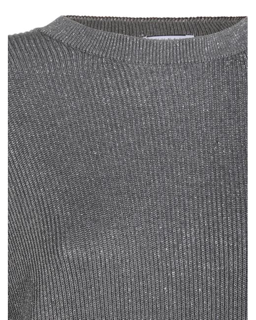 Brunello Cucinelli Gray Lurex Sweater