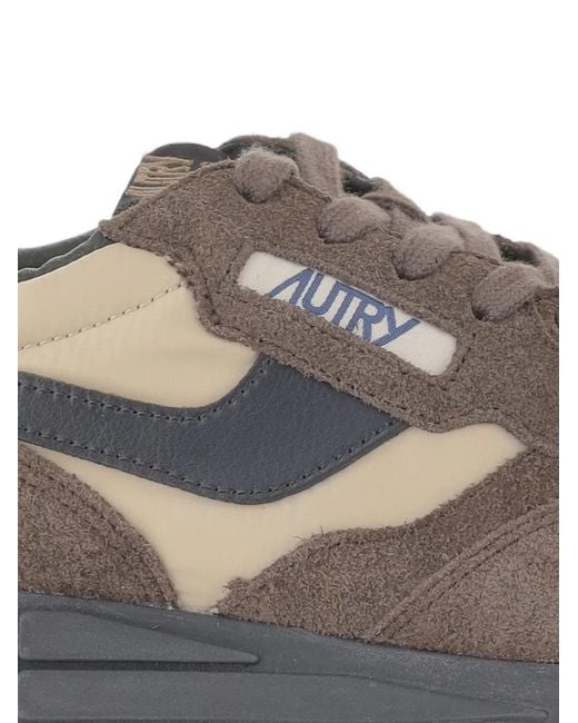 Autry Gray Logo-Patch Panelled Sneakers for men